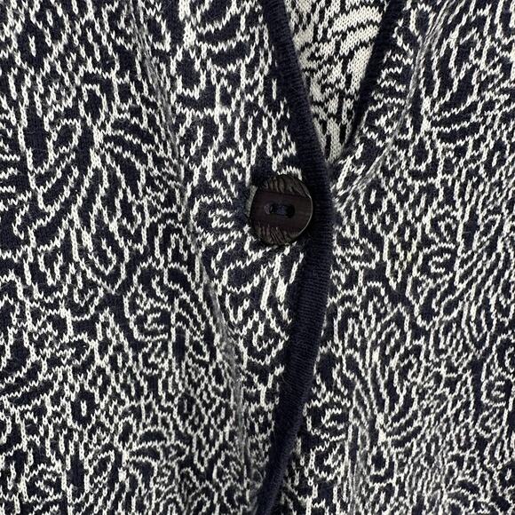 Coldwater Creek Cardigan Sweater Size 3X Navy Blue White Abstract Button Office - Picture 4 of 10